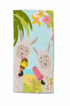 Kinderstrandlaken Good Morning Happy lamas
