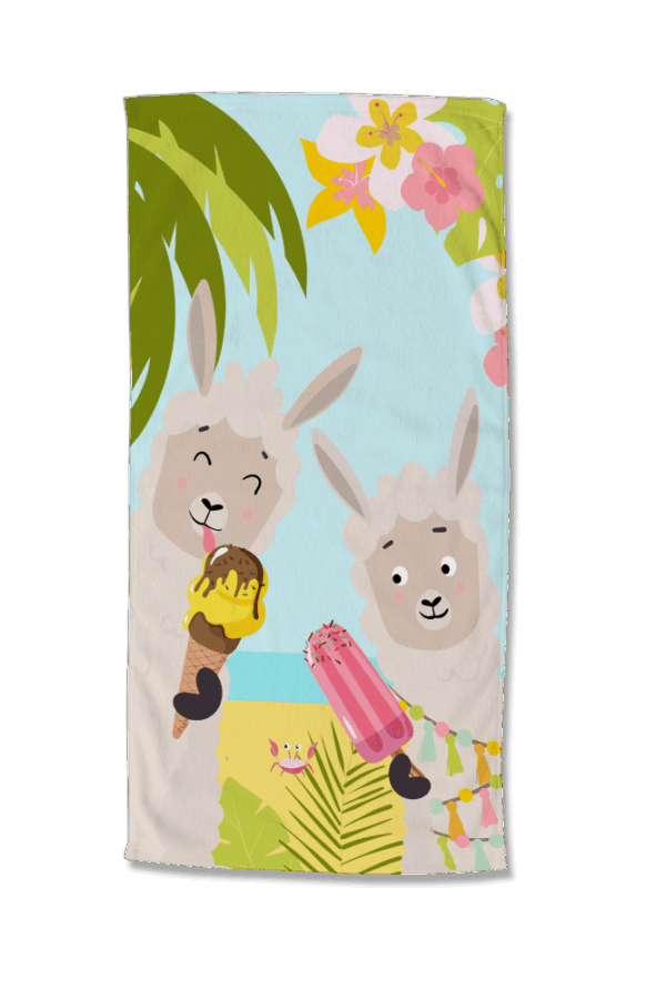 Kinderstrandlaken Good Morning Happy lamas