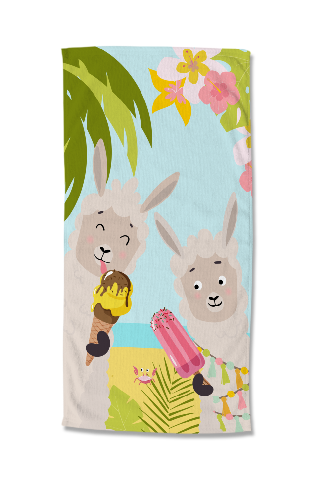 Kinderstrandlaken Good Morning Happy lamas