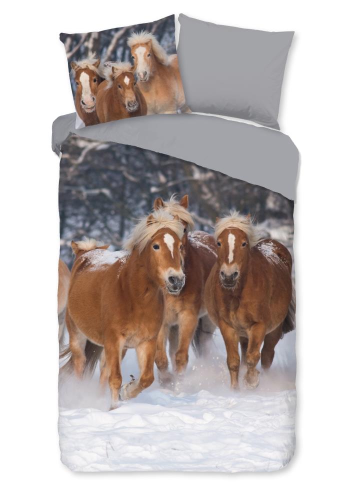 Kinderdekbedovertrek Good Morning Flanel Happy Horses