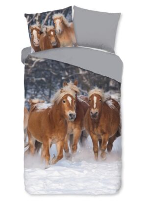 Kinderdekbedovertrek Good Morning Flanel Happy Horses