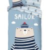 Good Morning Captain kinderdekbedovertrek met beer in matrozen shirt en blauwe ankers print 33491 productfoto
