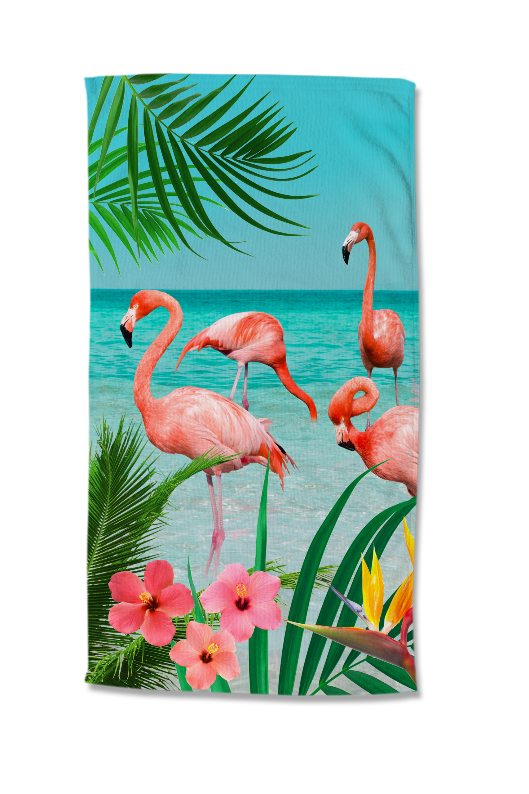 strandlaken flamingo tropisch zee print good morning microfiber 100x180 6422 flamingo sfeerfoto