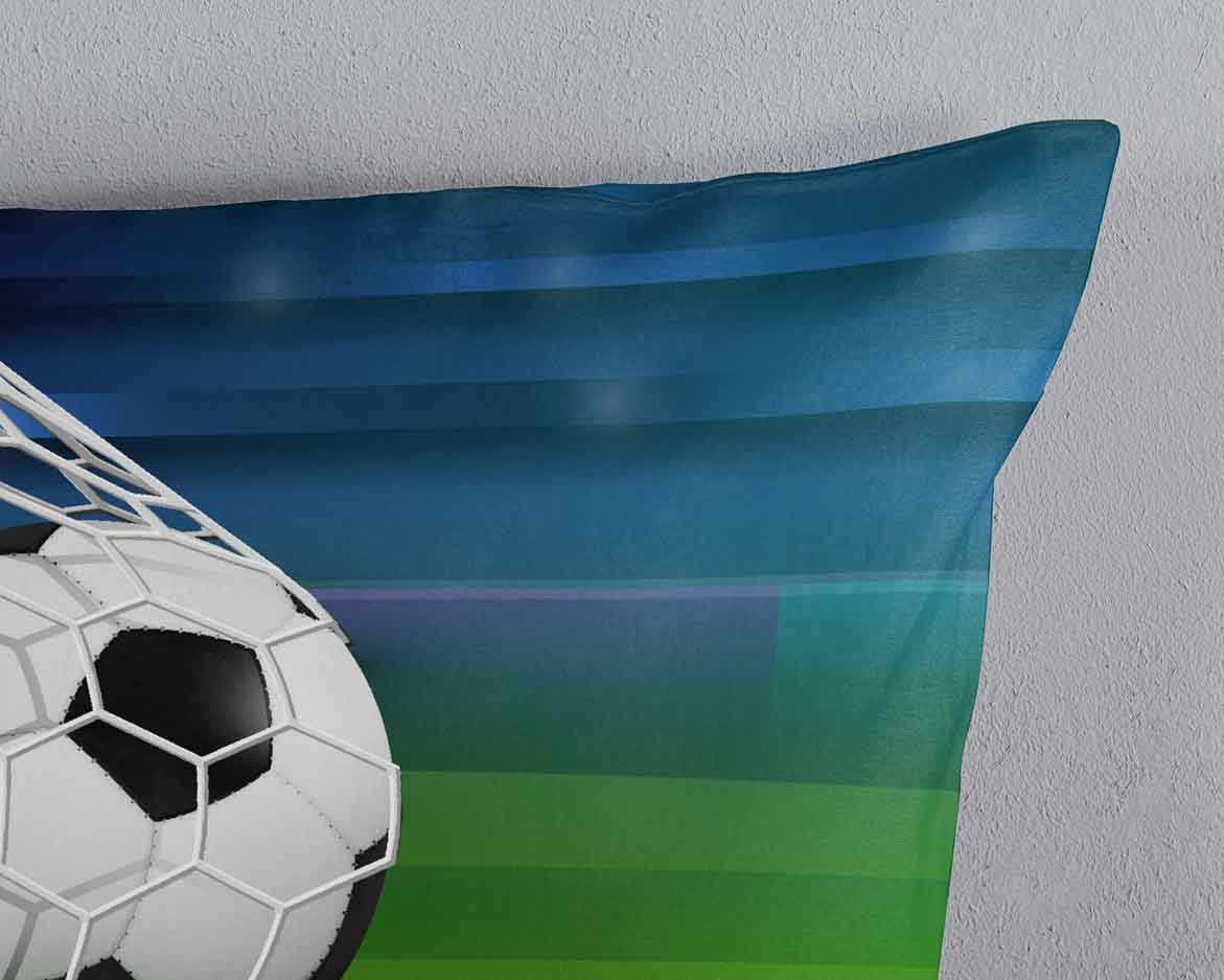 Kinderdekbedovertrek voetbal blauw met voetbal in doelnet – 31107 Match ZouZou - kwaliteit foto