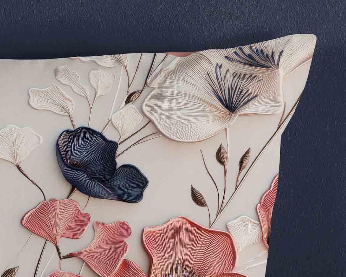 Good Morning dekbedovertrek 33446 SAMOS sand met bloemenprint kwaliteit detail