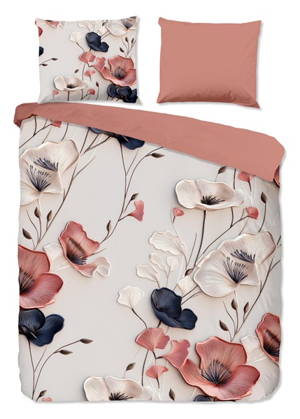 Good Morning dekbedovertrek SAMOS sand met bloemenprint voorkant 2 persoons