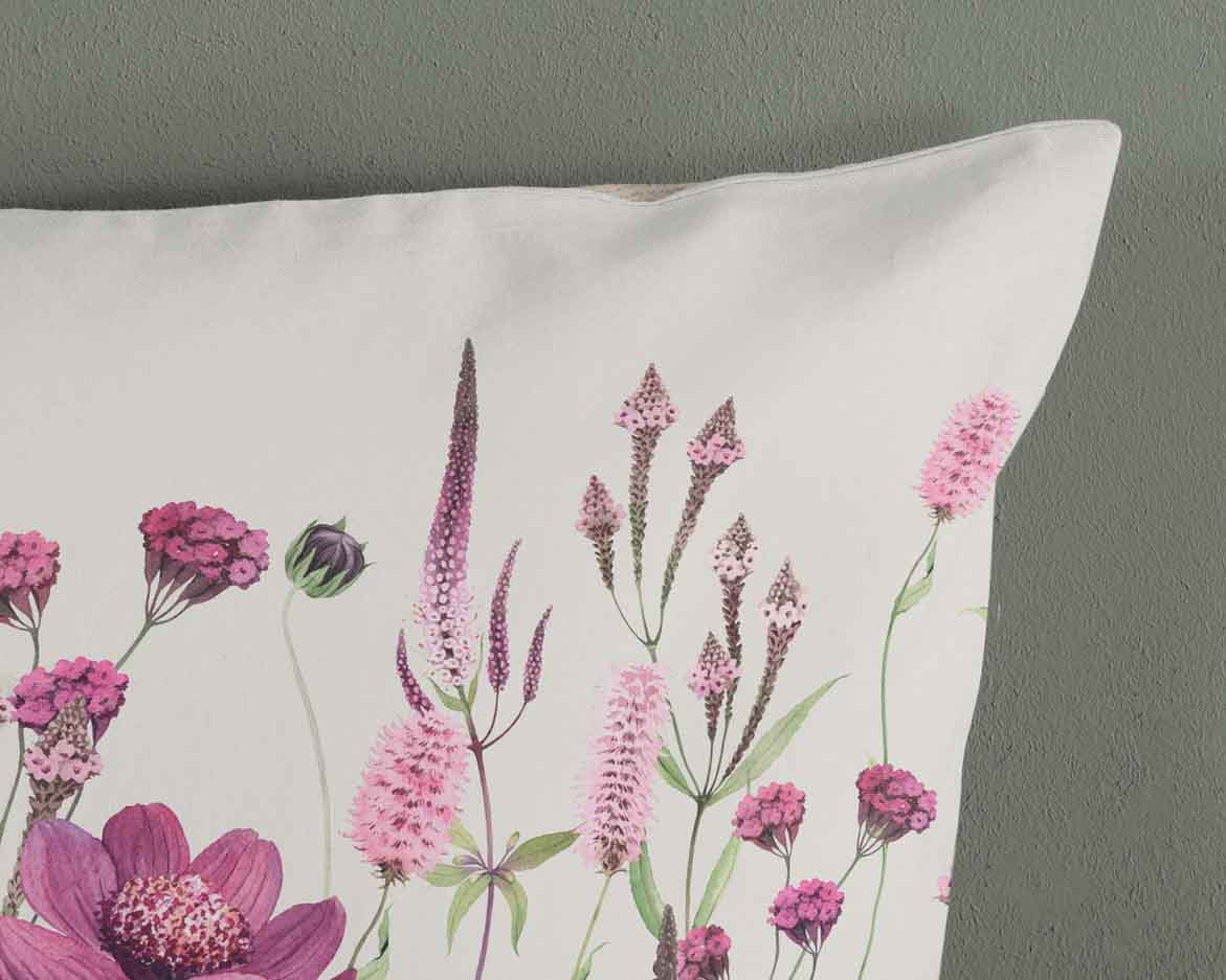 Good Morning dekbedovertrek HALA sand met roze bloemenprint detail kwaliteit