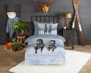 Kinderdekbedovertrek Good Morning Flanel Snowhorses