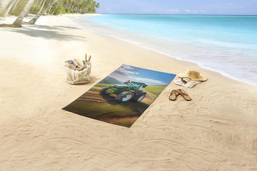 strandlaken voor kinderen tractor op heuvels Good Morning microfiber 10147 Aart sfeerfoto