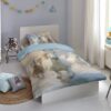 Dekbedovertrek ZouZou 140x220 + 1* 60x70 cm - 10159.14.01 ZouZou Wild and Free kinderdekbedovertrek met rennende witte paarden in zee blauw sfeerfoto 10159