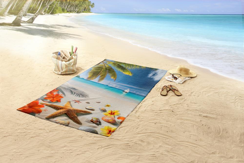 good morning microfiber 100x180 strandhanddoek zee strand print badlaken tropisch 10161 Havana sfeerfoto