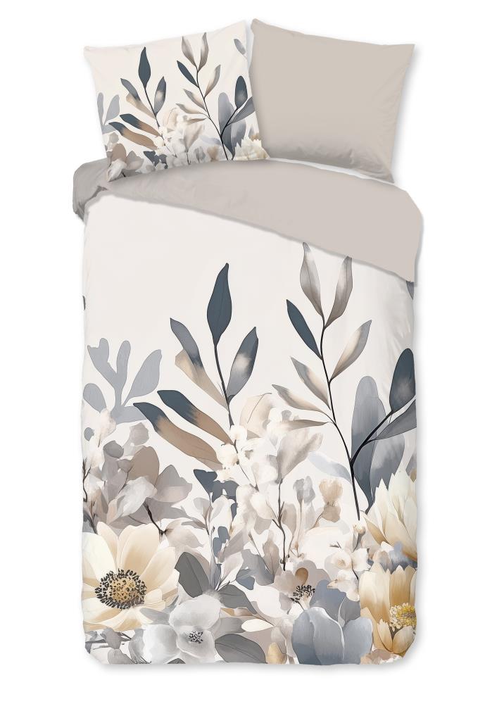 Dekbedovertrek Good Morning 140x220 + 1* 60x70 cm - 20143.03.01 Dekbedovertrek met bloemen in grijze en beige tinten 20143 Arlena productfoto