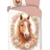 Dekbedovertrek Pure 140x220 + 1* 60x70 cm - 20149.01.01 Kinderdekbedovertrek paard met bloemenkrans Pure off-white - zacht microfiber 20149 kransje productfoto