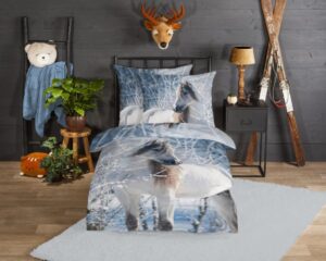 Kinderdekbedovertrek Good Morning Flanel White Horse