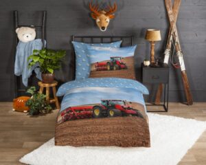 Kinderdekbedovertrek Good Morning Flanel Tractor