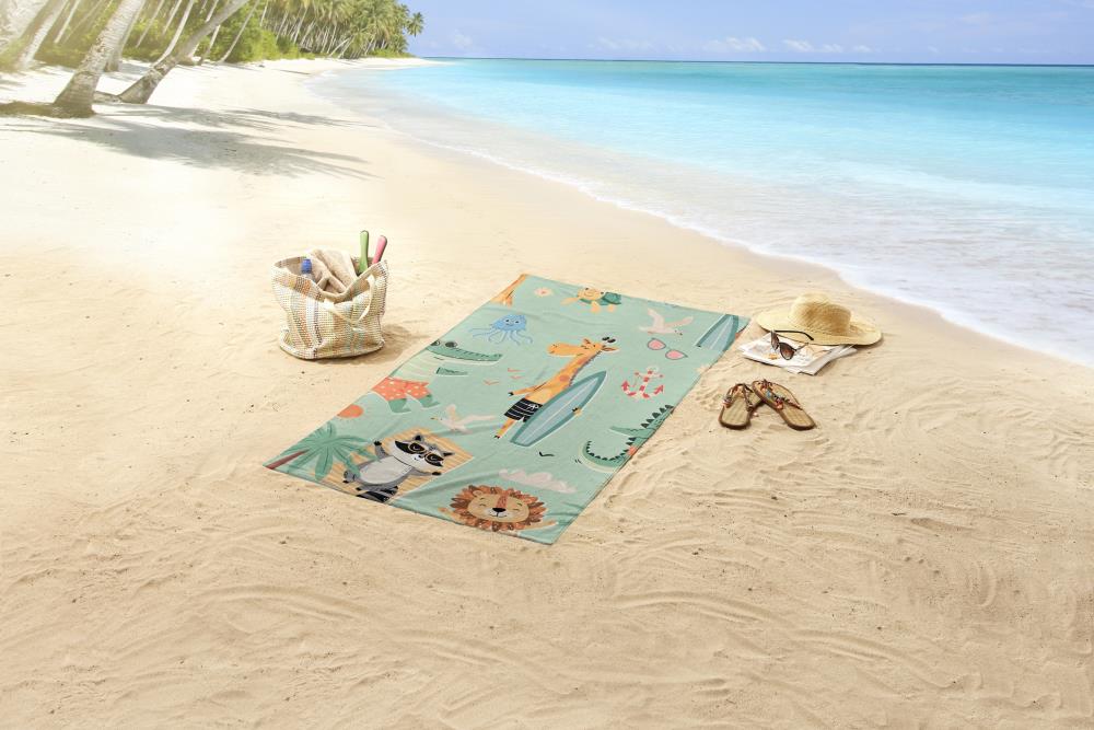 strandlaken voor kinderen met dieren strand print 33465 soleil sfeerfoto