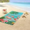 strandhanddoek flamingo palmbomen bloemen good morning microfiber 100x180 6422 flamingo sfeerfoto