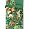 kinderdekbedovertrek dinosaurussen groen met jungle print