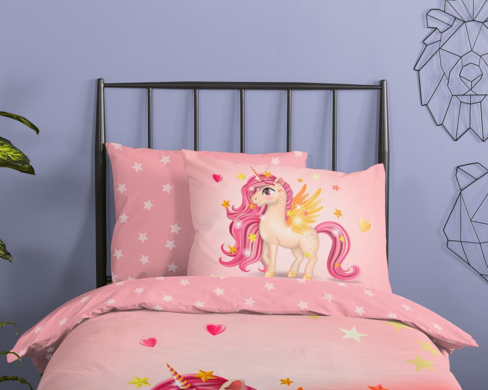 Dekbedovertrek Good Morning 140x220 + 1* 60x70 cm - 6925.99.01 Kinder bedset met eenhoorn en sterren van katoen 6925 little sfeerfoto