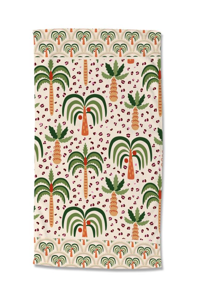 strandlaken palmboom patroon tropisch design Good Morning microfiber 100x180 10103 Cezan productfoto