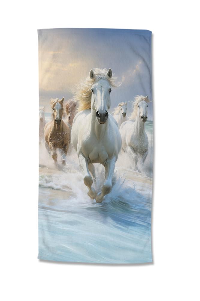 kinder strandlaken paarden strand rennend good morning microfiber 10159 wild and free productfoto