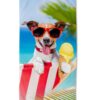 Strandlaken Good Morning 75x150 cm - 10165.99.80 kinder strandlaken hond zonnebril ijsje strand good morning microfiber 10165 Diesel productfoto