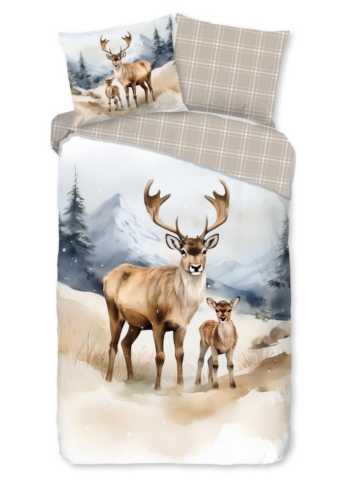 Dekbedovertrek Mark Good Morning 1 persoons (140x200/220 cm) 100% katoen flanel zand - 10174.02.01