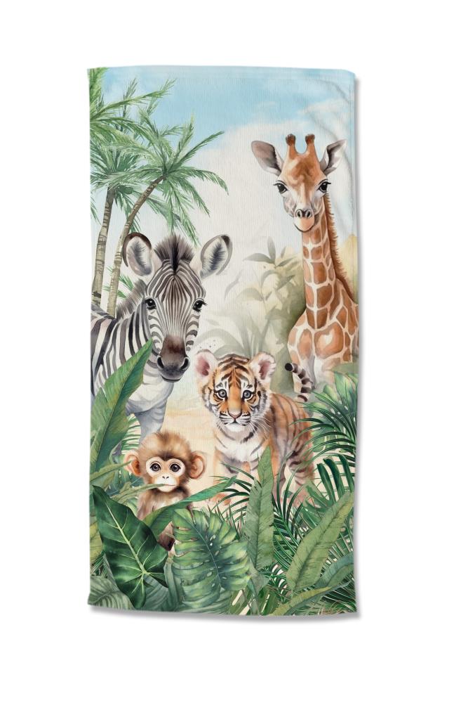 kinder strandlaken jungle dieren zebra tijger giraf good morning 75x150 33236 thabo productafbeelding