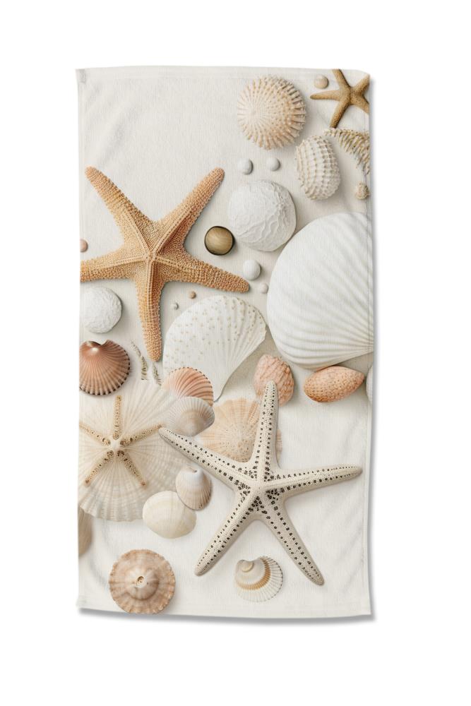 Strandlaken Good Morning 100x180 cm - 33260.02.81 good morning microfiber 100x180 strandhanddoek schelpen strandprint zeester badlaken 33260 cote productfoto