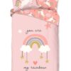 Dekbedovertrek ZouZou 140x220 + 1* 60x70 cm - 33396.70.01 ZouZou Susann kinderdekbedovertrek unicorn roze met regenboog en eenhoorns 33396 productafbeelding