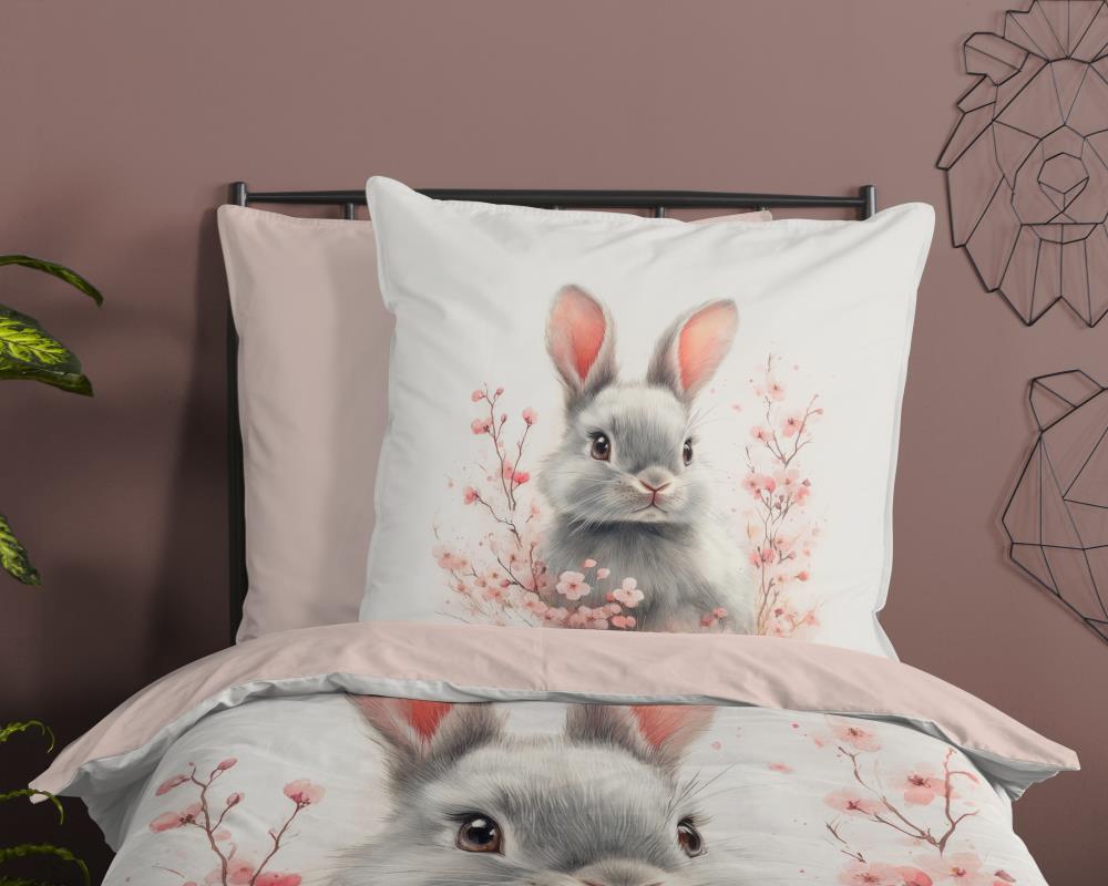 Kinder bedset met konijn op off white achtergrond 33455 Fien sfeerfoto detail DE