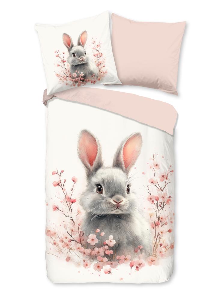 Good Morning kinderdekbedovertrek Fien Off White met konijn en bloesem 33455 Fien productfoto DE
