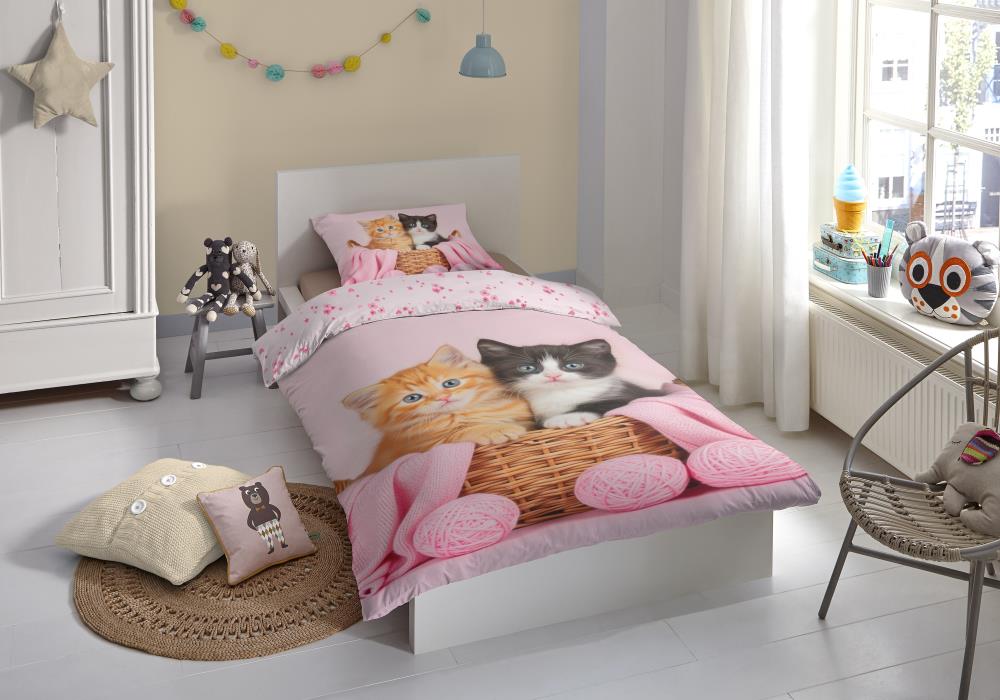 Kinderdekbedovertrek Katze ZouZou 1 persoons (140x200/220 cm) 100% katoen renforcé roze - 33590.70.01