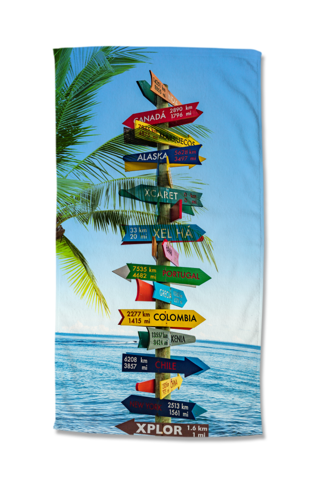 strandlaken beach sign reis bestemmingen tropisch Good Morning microfiber 100x180 10045 Beach Sign productfoto