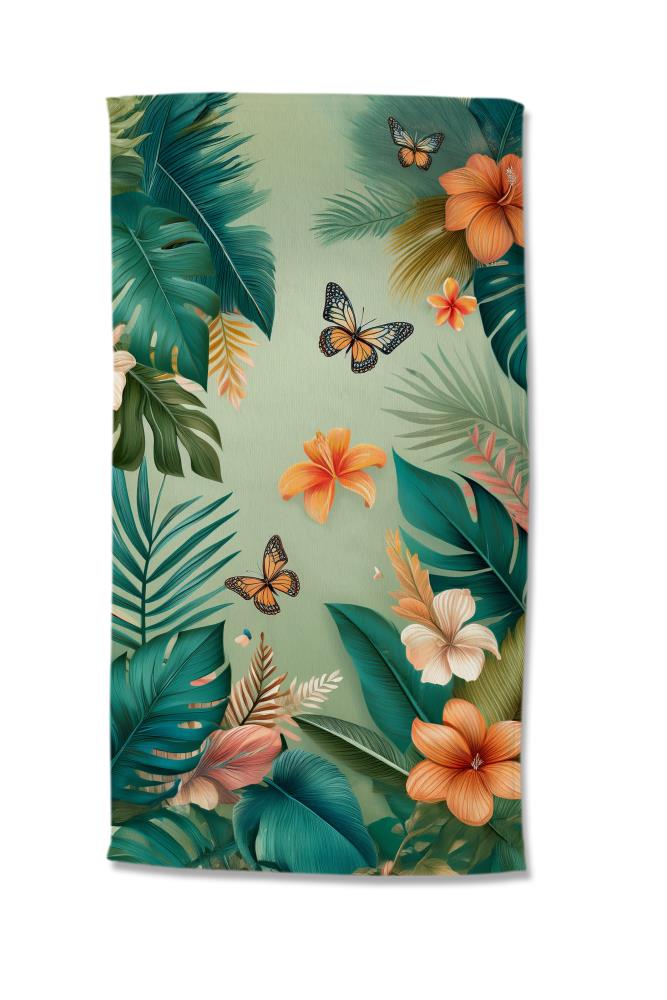 good morning microfiber 100x180 strandlaken tropisch bloemen vlinders badhanddoek 10162 joelle productfoto