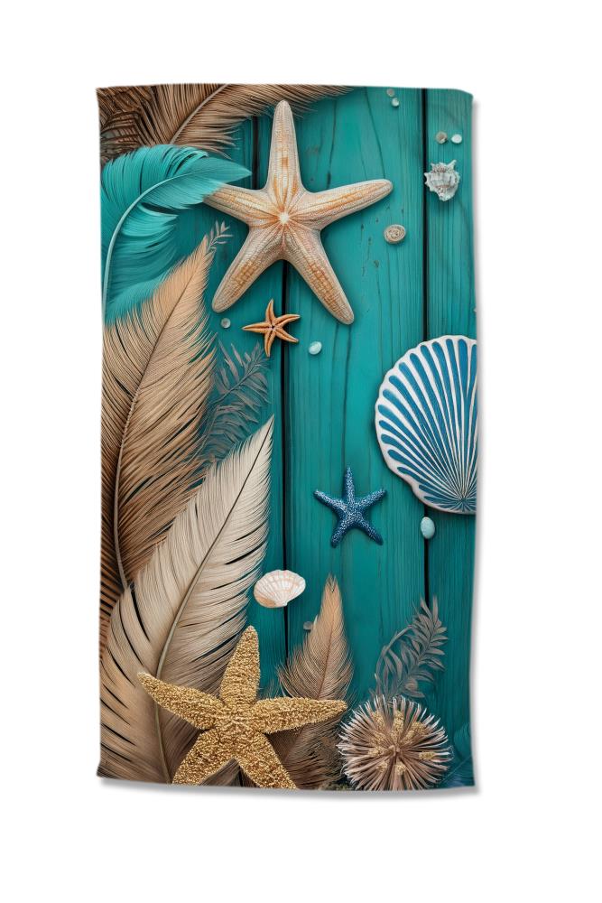 Strandlaken Good Morning 100x180 cm - 10163.14.81 good morning microfiber 100x180 strandlaken schelpen zeester badhanddoek strand 10163 Bali productfoto