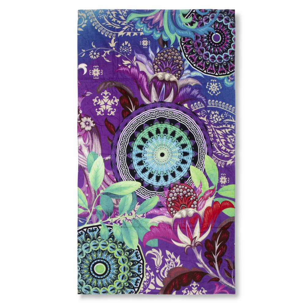 Strandlaken HIP 100x180 cm - 30364.99.81 strandlaken Axelle mandala paars HIP katoen velours 100x180 badstof 30364 Axelle productfoto