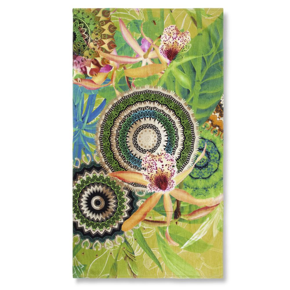 strandlaken Yissa groen mandala HIP katoen velours 100x180 badstof 30366 yissa productfoto