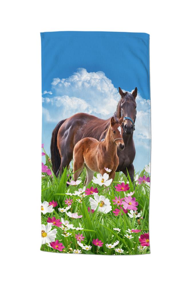 strandlaken voor kinderen paarden veld bloemen microfiber good morning 30746 dora productfoto