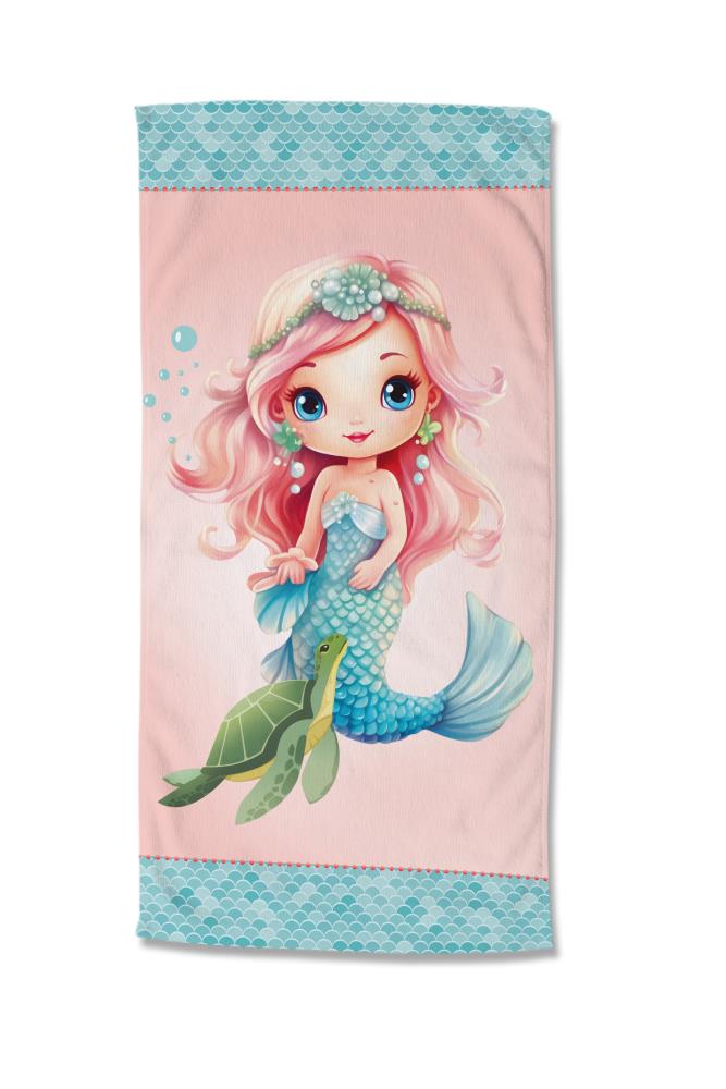 Strandlaken Good Morning 75x150 cm - 33000.99.80 strandlaken voor kinderen zeemeermin oceaan schildpad print microfiber 33000 Alisse productfoto