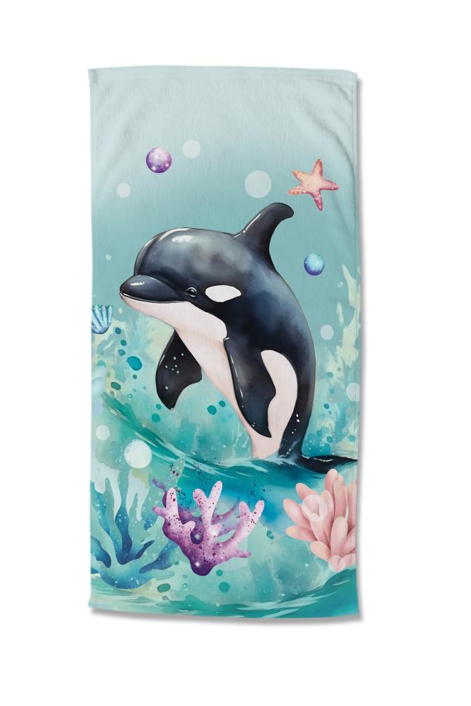 Strandlaken Good Morning 75x150 cm - 33026.60.80 kinder strandlaken orka dolfijn good morning 75x150 microfiber oceaan 33026 Splash productfoto strandlaken