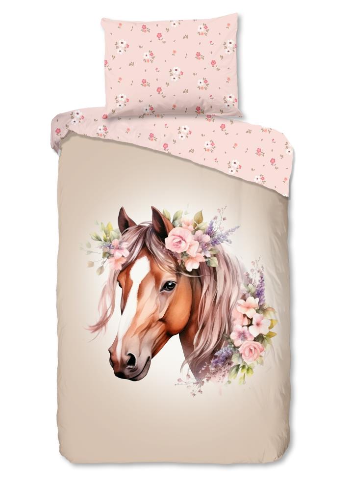 Good Morning kinderdekbedovertrek Avera Zand met paard en bloemen 33107 Avera productfoto AT