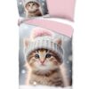 Dekbedovertrek Good Morning 135x200 + 1* 80x80 cm - 33157.99.08 Flanellen kinder dekbed overtrek met schattige kitten 33157 Patt productfoto