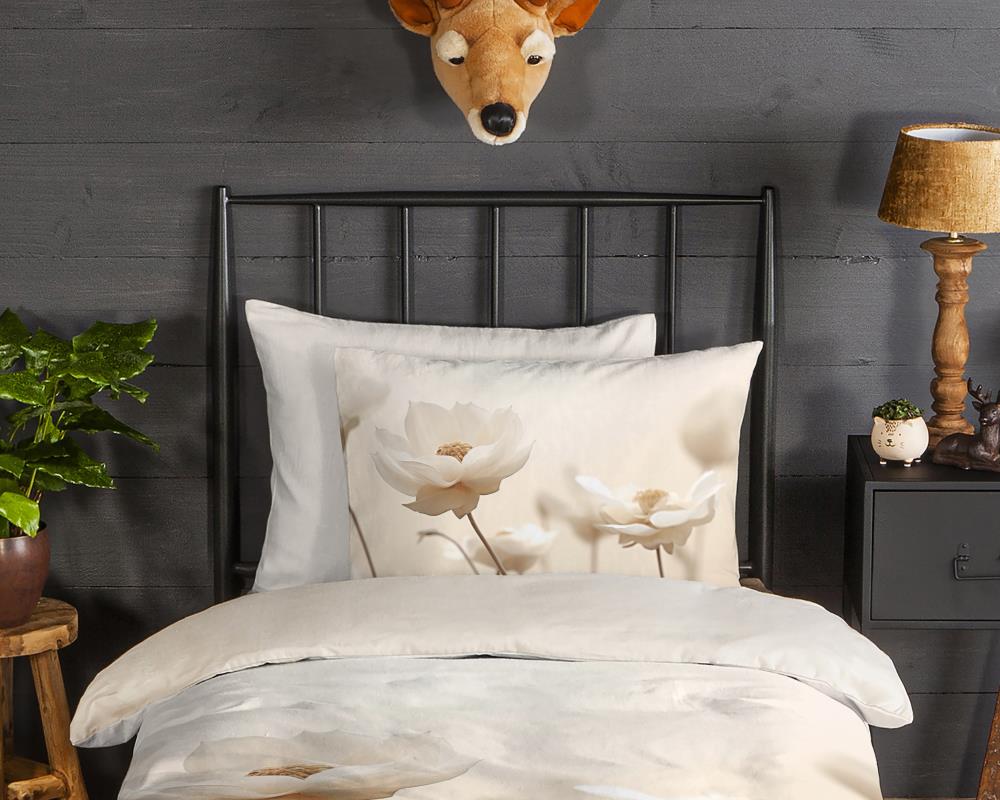 Dekbedovertrek Lilith Good Morning 1 persoons (140x200/220 cm) 100% katoen flanel ecru - 33513.01.01