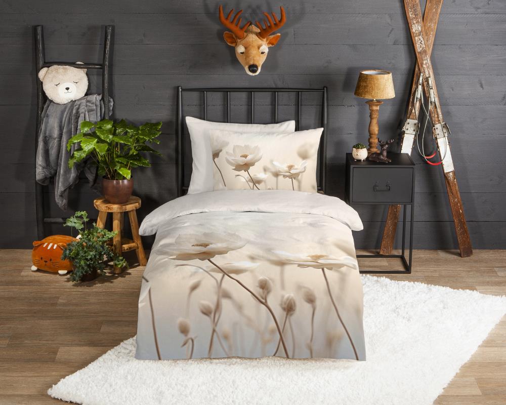 Dekbedovertrek Lilith Good Morning 1 persoons (140x200/220 cm) 100% katoen flanel ecru - 33513.01.01