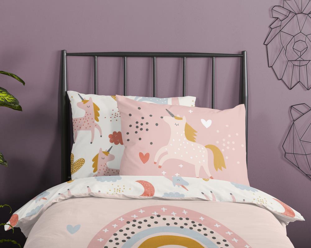 Kinder bedset unicorn regenboog van katoen 7126 unilove detailfoto
