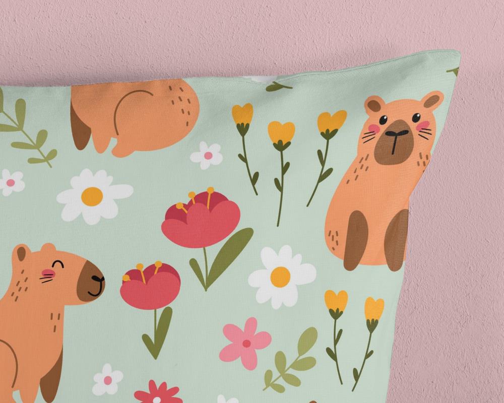 Kinderdekbedovertrek Capibara Good Morning 1 persoons (140x200/220 cm) 100% katoen renforcé mint - 10187.60.01