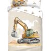 Good Morning katoenen kinderdekbedovertrek graafmachine zandkleurig - overtrek katoen 10190 excavator productfoto