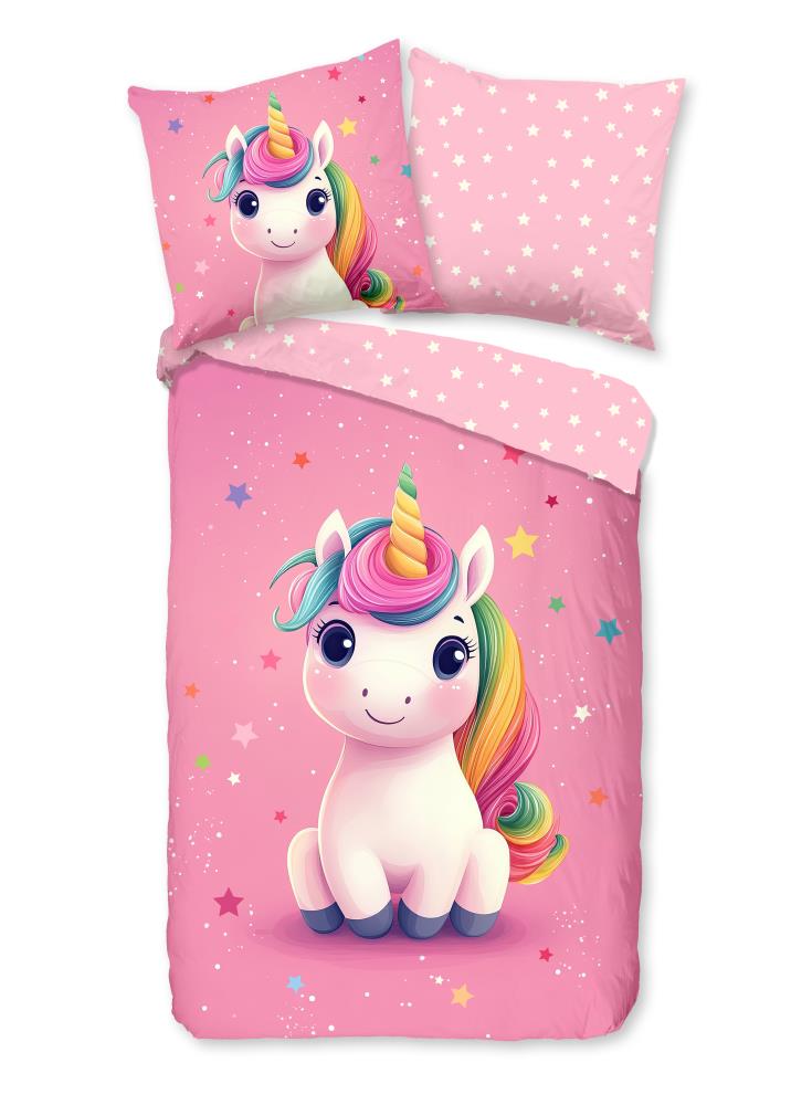 Good Morning kinderdekbedovertrek flanel eenhoorn roze 33422 daya productfoto