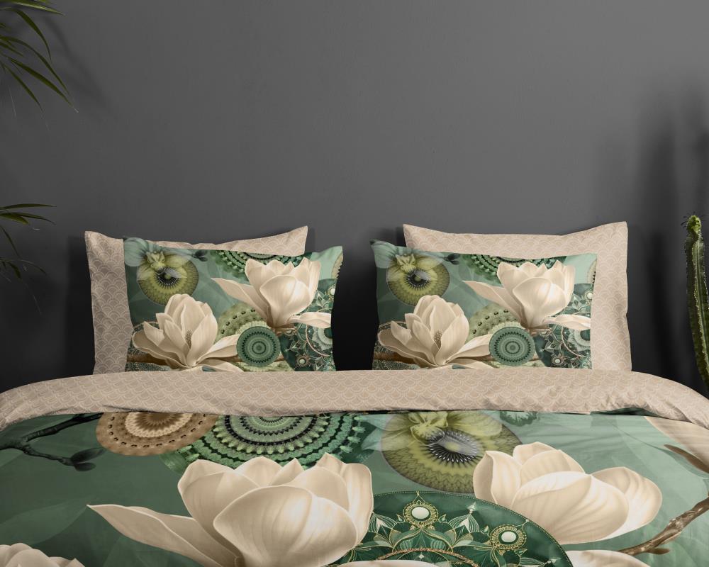 Dekbedovertrek Miyuki HIP 1 persoons (140x200/220 cm) 100% katoen satijn groen - 33635.44.01